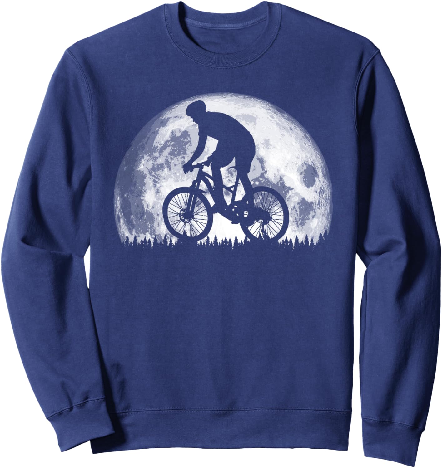 

Винтажная толстовка Night Rider для горного велосипеда, полнолуние и байкерский ретро-стик Nature Rush Outdoor Sports Threads, темно-синий