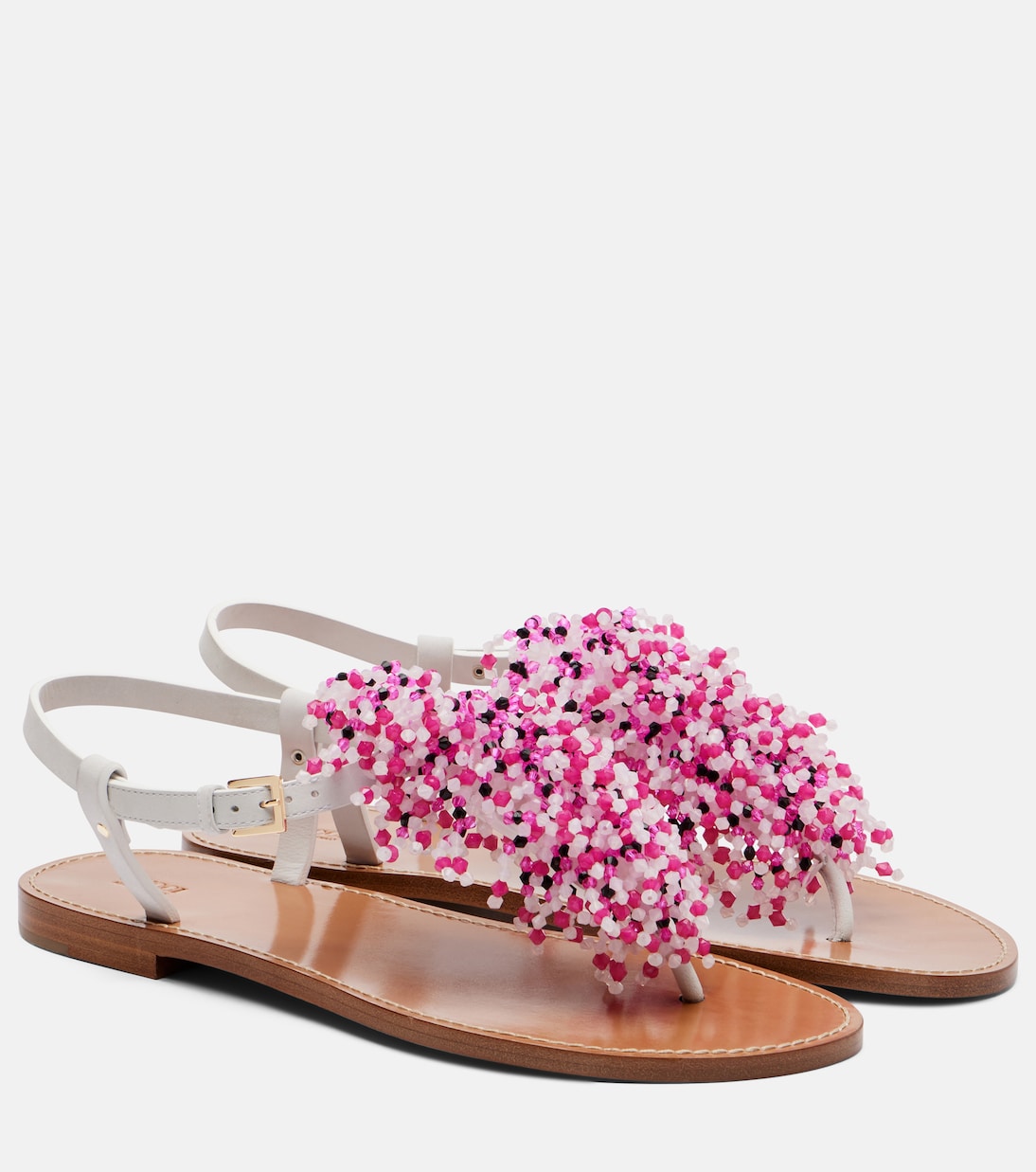 Кожаные сандалии с вышивкой бисером Pucci, Bianco