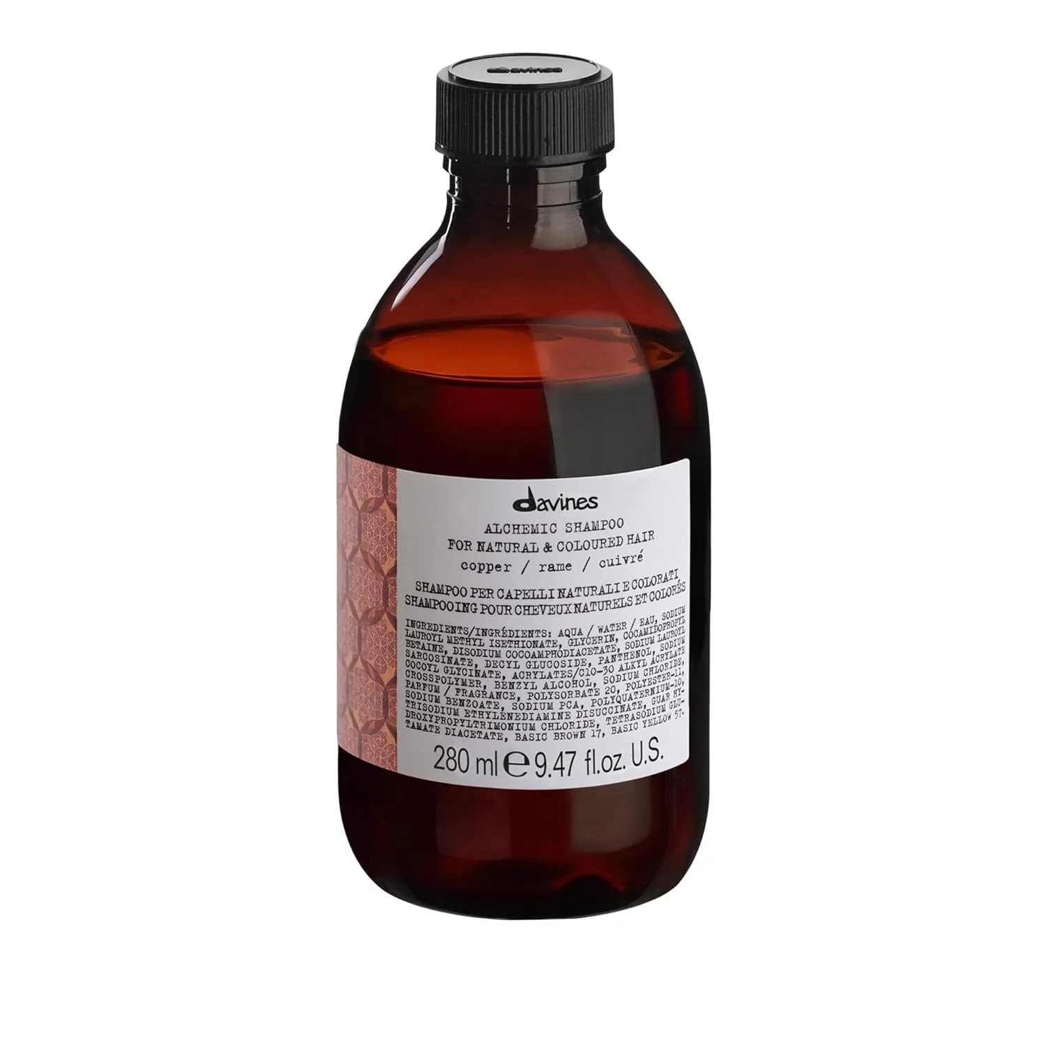 Davines Alchemic шампунь, усилитель цвета для натуральных и окрашенных волос - безопасная формула с чистыми пигментами для осветления, усиления и защиты 6 ярких оттенков, Copper