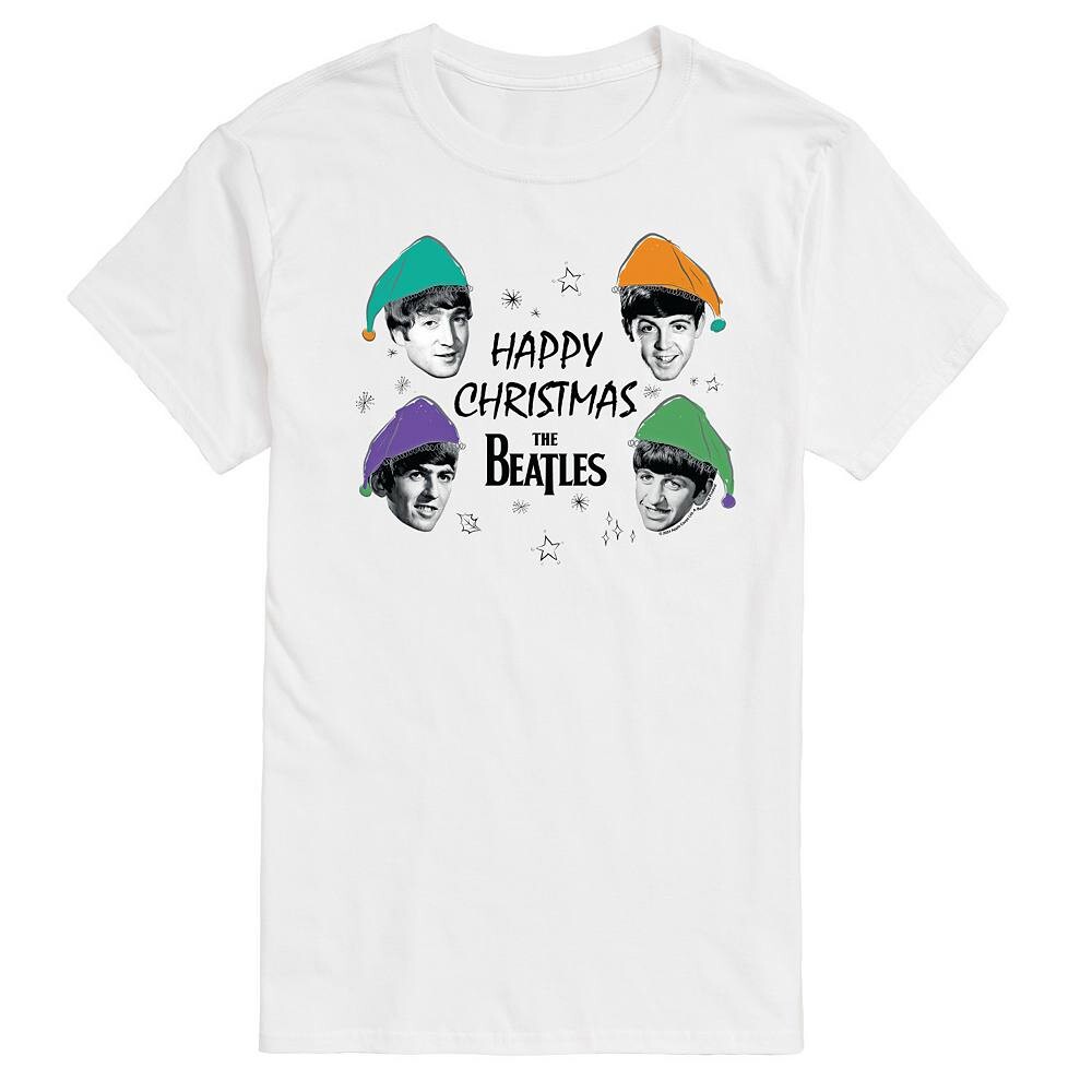 

Футболка с рисунком Big & Tall The Beatles Happy Christmas Licensed Character, белый