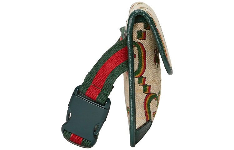 GUCCI Сумка через плечо из жаккардовой ткани, кроссбоди, слинг, поясная сумка Unisex Beige/Green — фото 3