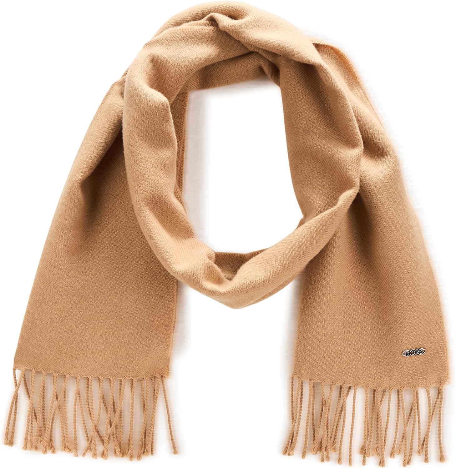 

BOSS женский шарф из чистой шерсти с бахромой, Bearded Iris Beige