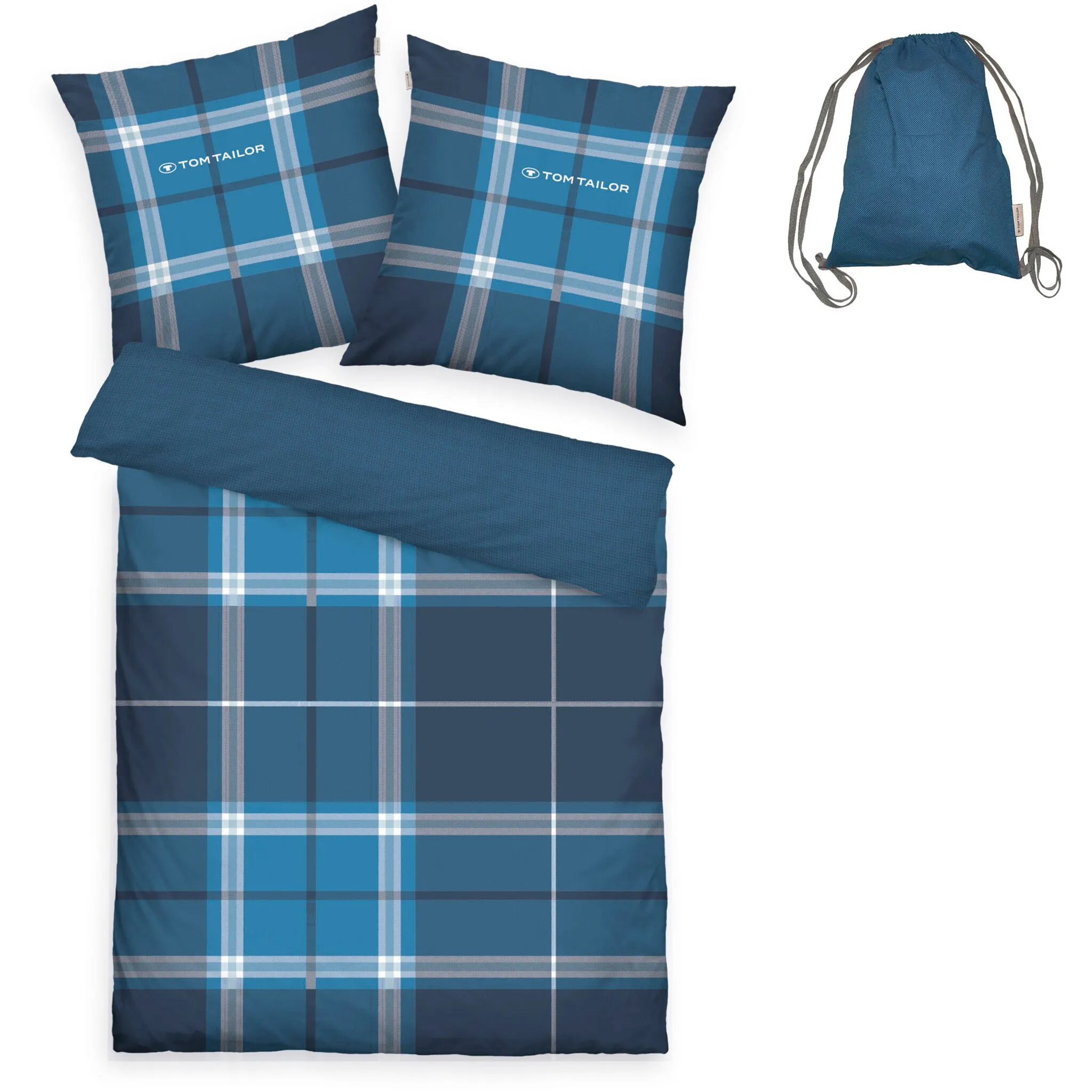 

Двустороннее постельное белье Tom Tailor Home Эрик, синий / темно-синий
