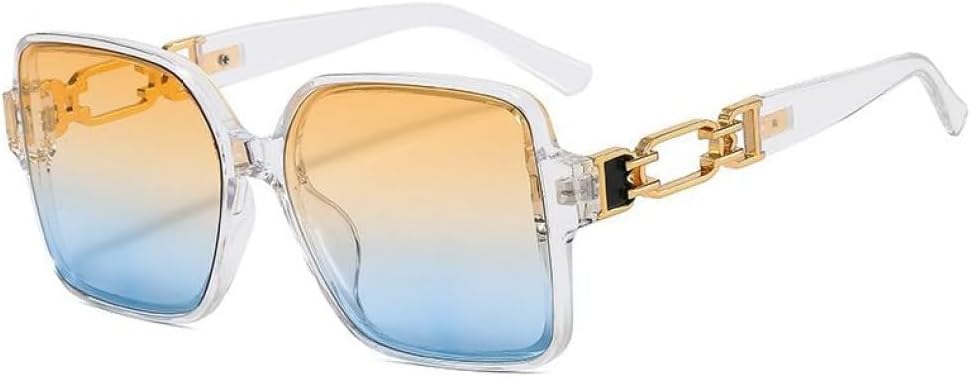 

Солнцезащитные очки в крупной оправе для женщин, ретро квадратные, градиентные, желтые, для мужчин, большие, с защитой от УФ-излучения UV400, роскошные очки generic, 7