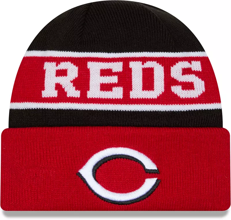 

Красная вязаная шапка New Era Cincinnati Reds с обратными манжетами