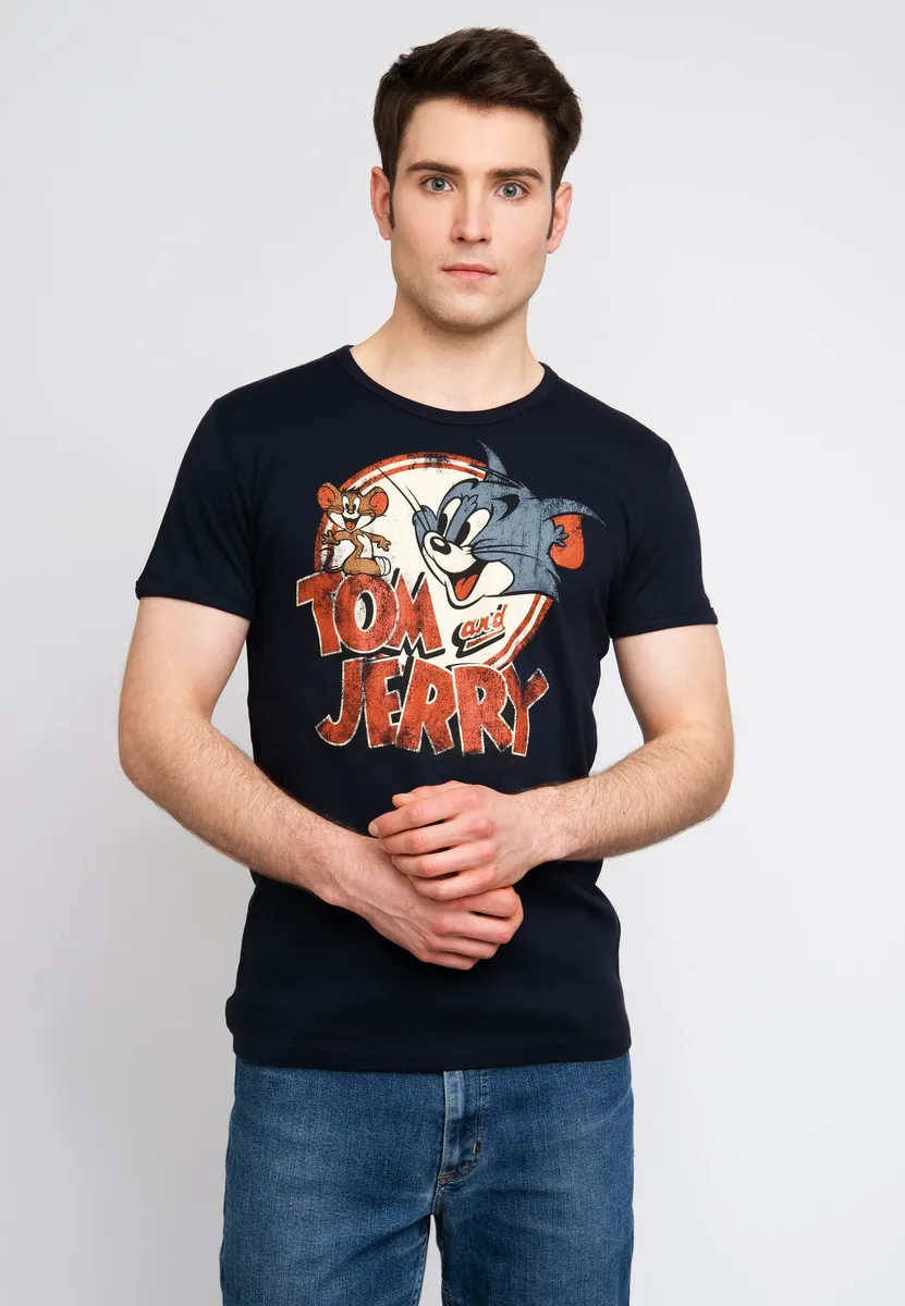 

LOGOSHIRT Футболка "Tom & Jerry - Logo" с принтом Tom & Jerry, синий