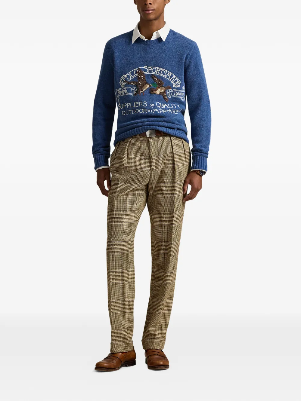 Свитер с интарсией в виде логотипа Polo Ralph Lauren, синий — фото 2