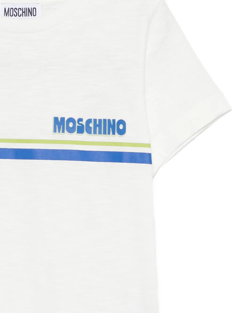 Футболка с полосатыми деталями Moschino Kids, белый — фото 3