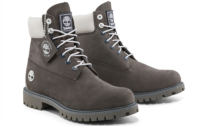 Мужские уличные ботинки Timberland на шнуровке, серый/белый — фото 4