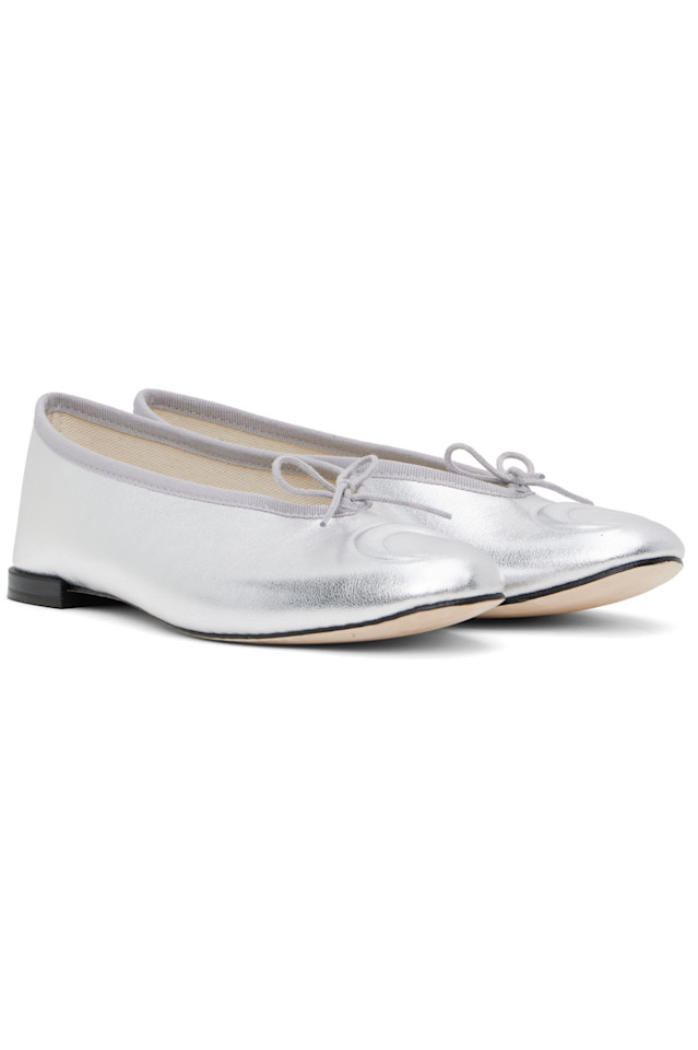 Балетки Repetto edition lilouh из мягкой кожи наппа Marine Serre, серебряный — фото 4