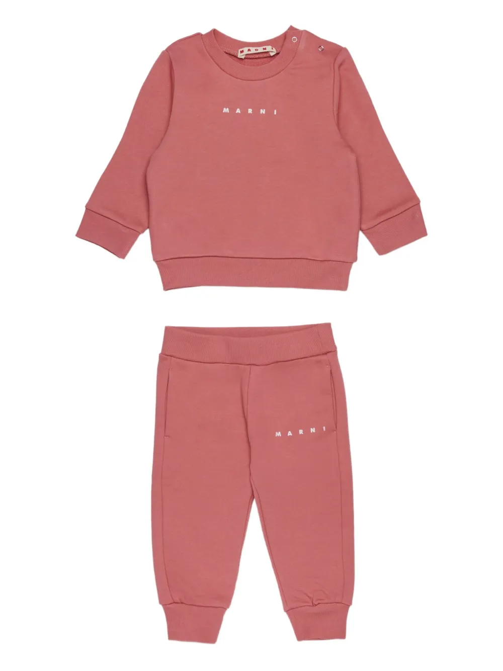 

Хлопковый спортивный костюм с вышитым логотипом Marni Kids, розовый