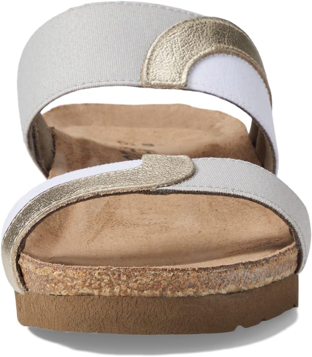Босоножки Frankie Naot, цвет Radiant Gold Leather/Ice Gray and White Stretch — фото 2
