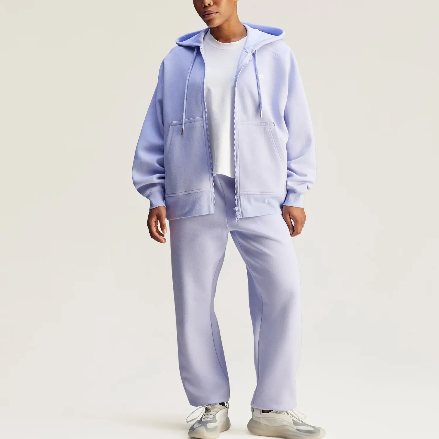 Adidas Stella McCartney свободные спортивные брюки трикотажные спортивные штаты женские light purple — фото 4