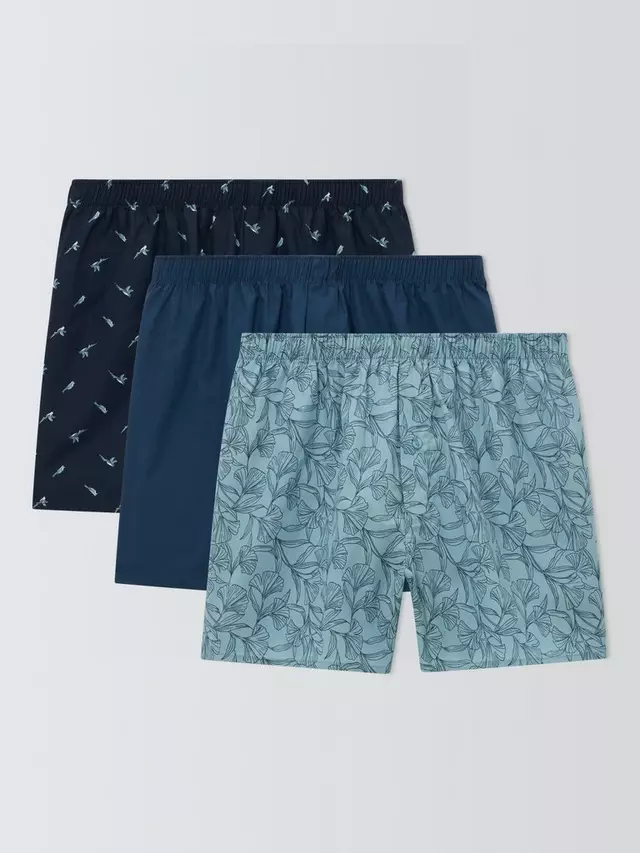 

Боксеры John Lewis Organic Cotton Woven Bird & Gingko Print 3 шт, синий