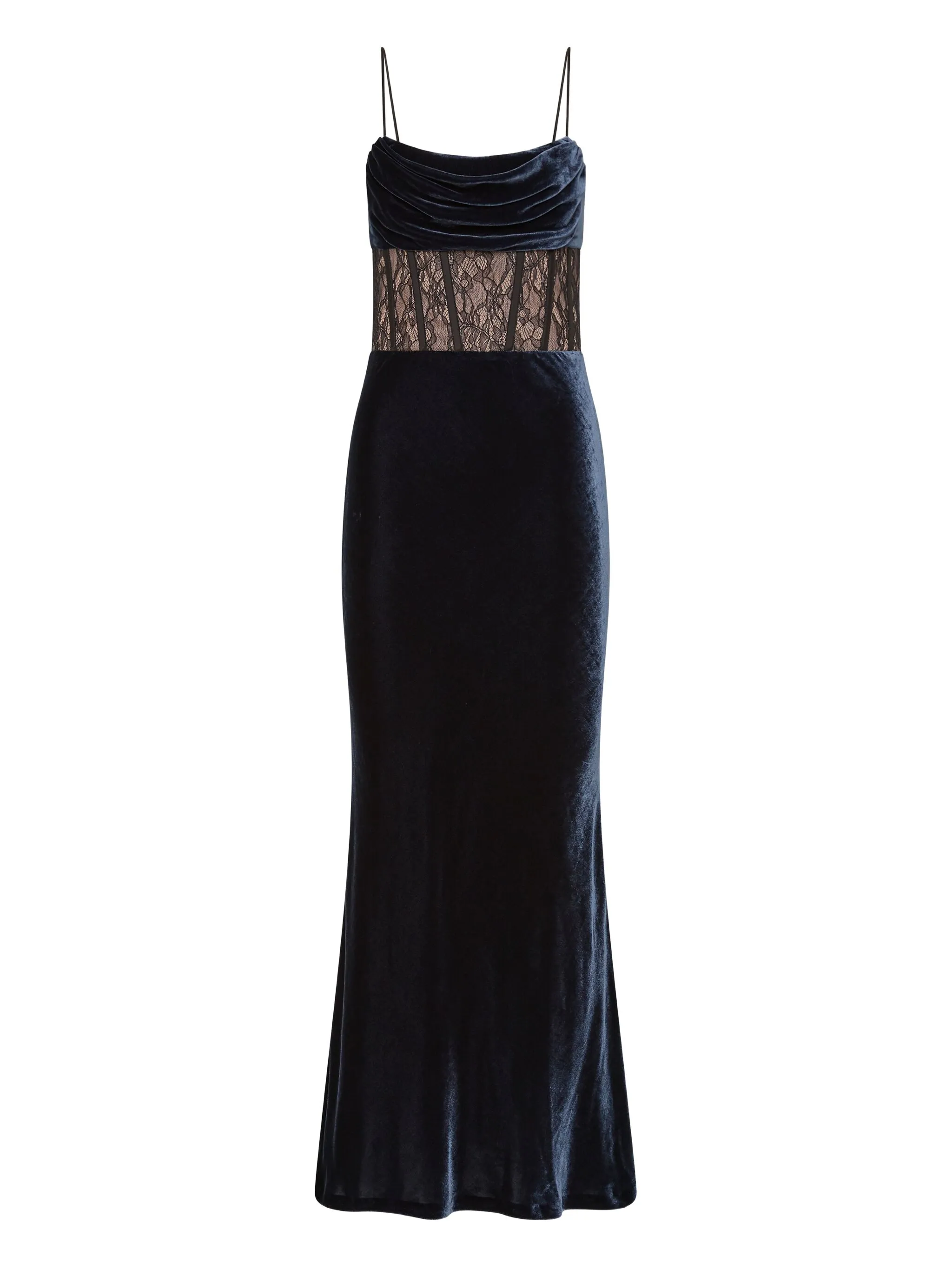 

Платье миди minerva с кружевной вставкой Rebecca Vallance, синий