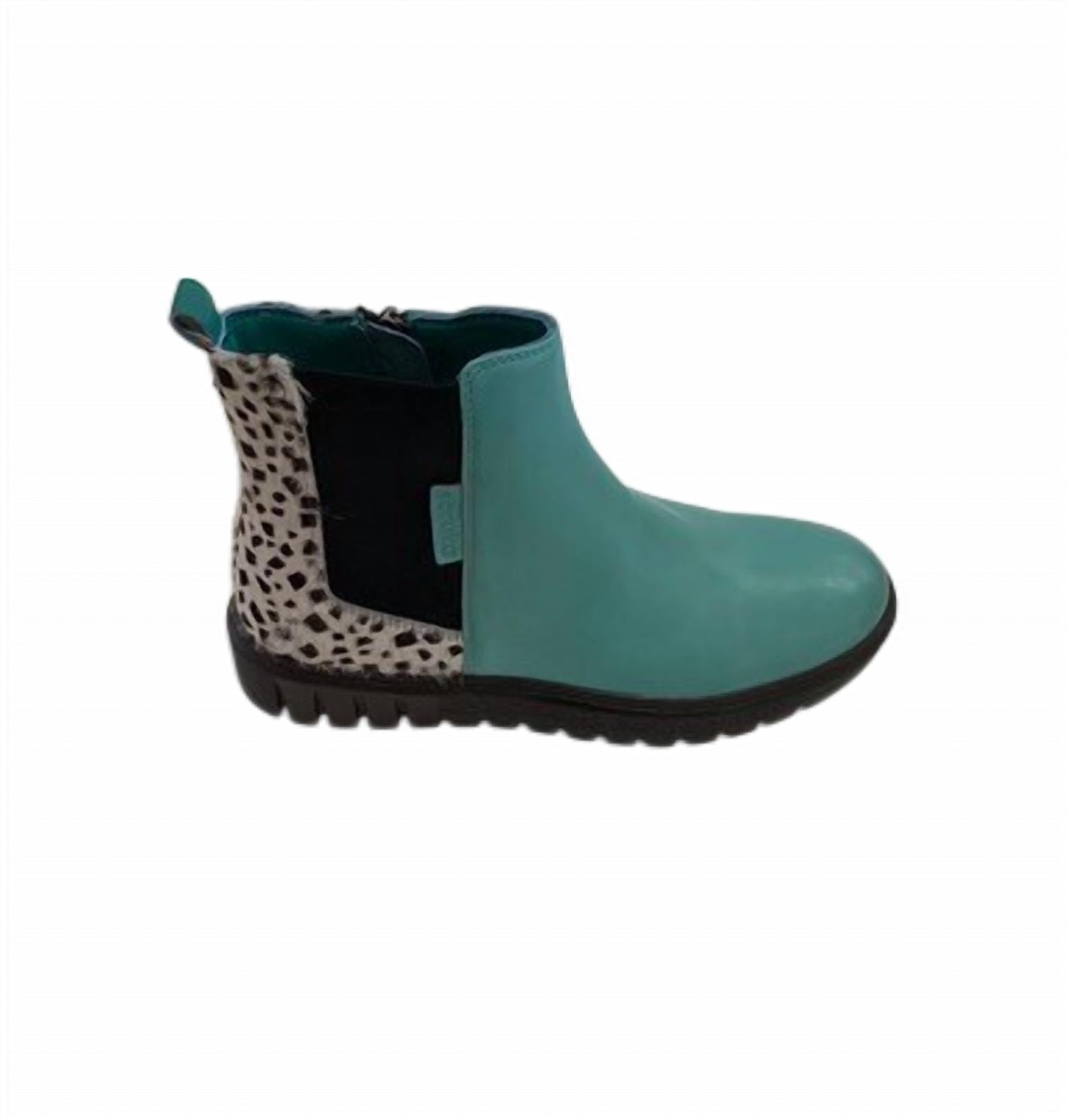 Женские кожаные ботинки до щиколотки с принтом под животное в цвете Surf Green /multi Soruka — фото 2