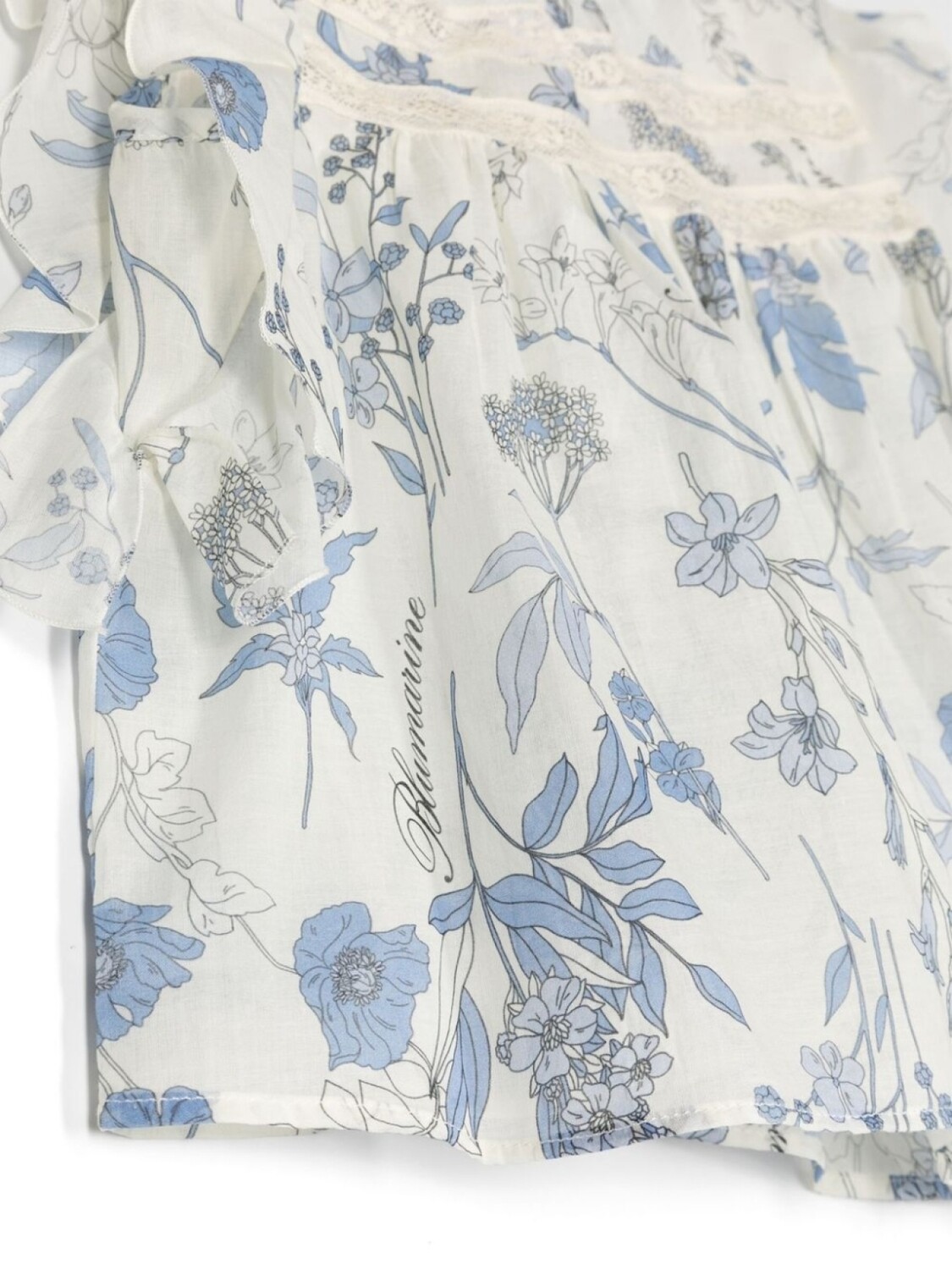 Miss Blumarine блузка с оборками и цветочным принтом, нейтральный цвет — фото 3