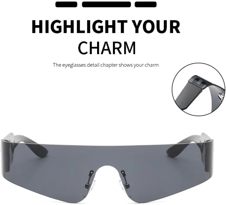 

Солнцезащитные очки без оправы 2027 года для женщин, ретро-очки, зеркальные очки в стиле панк, винтажные очки для вечеринки в стиле стимпанк MTZJH, Black