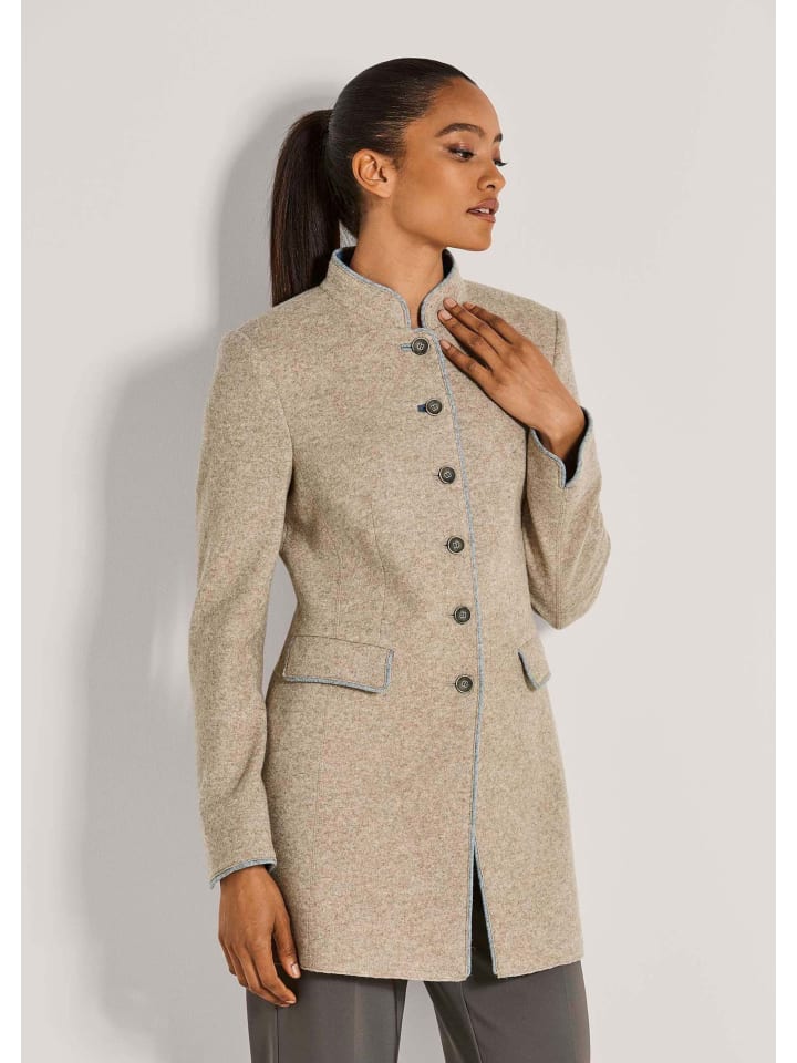 

MADELEINE Элегантное пальто современного длинного фасона из берберской/меланжевой ткани