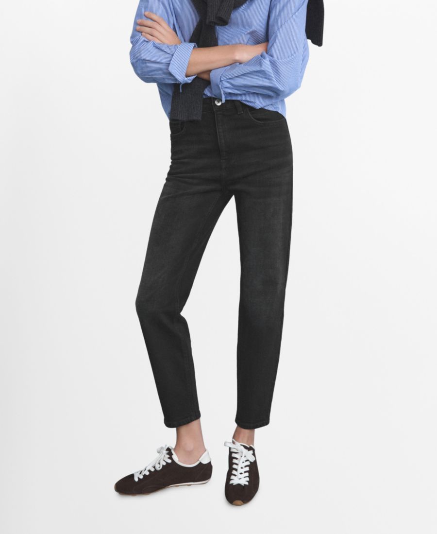 

Удобные джинсы с высокой посадкой для молодых мам MANGO, Black denim