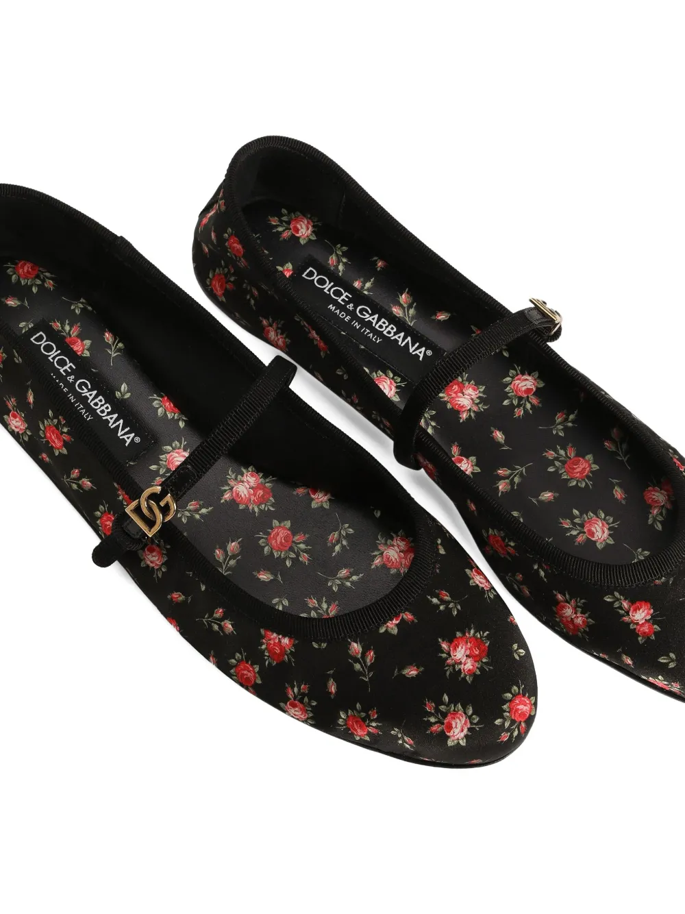Балетки с ремешками и цветочным принтом Dolce & Gabbana, черный — фото 4
