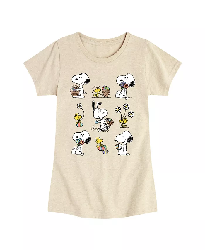 

Футболка с коротким рукавом и принтом Snoopy на Пасху для девочек постарше Peanuts, коричневый/бежевый