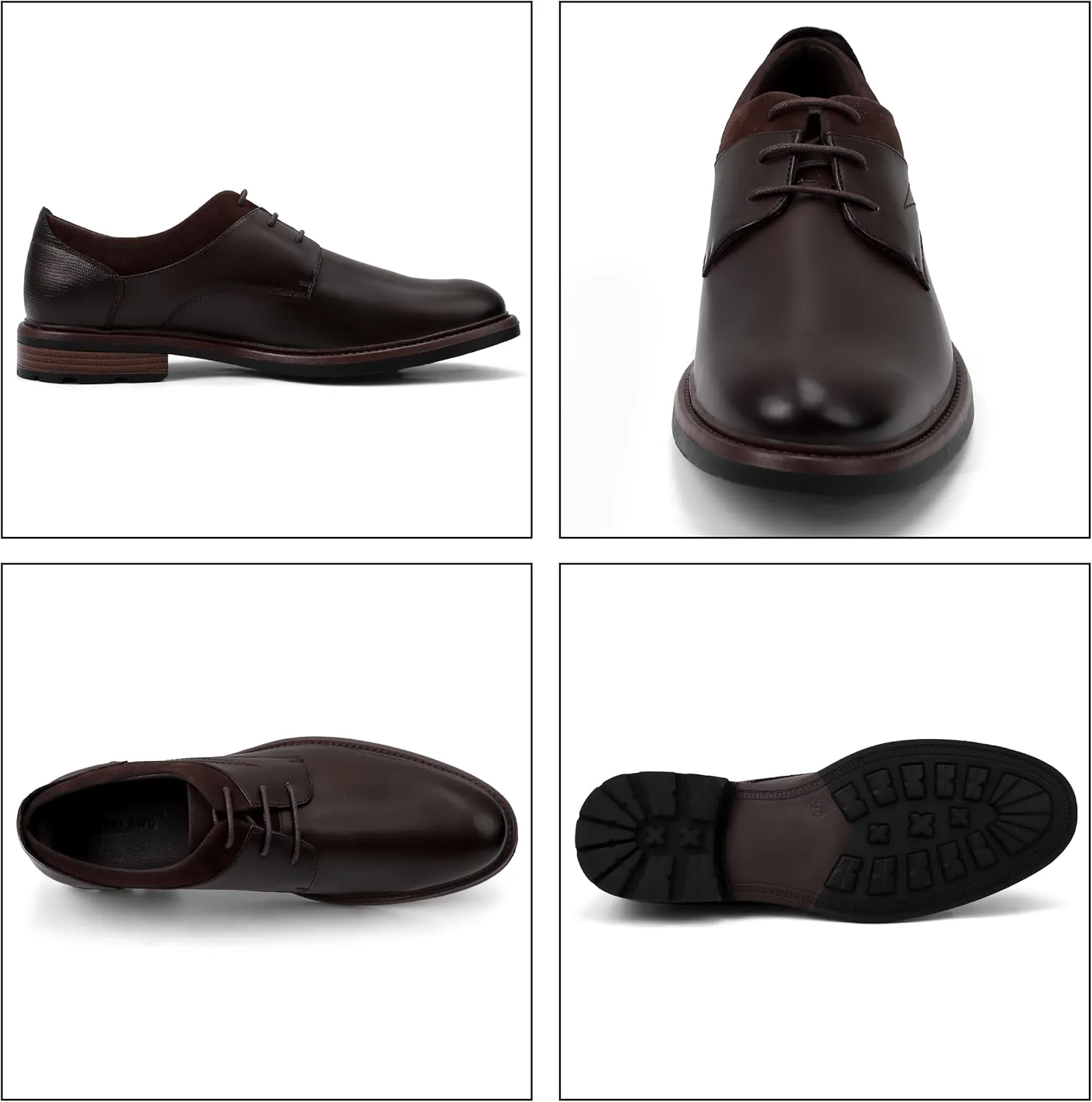 

Мужские классические туфли, мужские оксфорды, стильные кожаные туфли на шнуровке с декоративными перфорациями, деловые повседневные формальные дерби EliteLand, темно-коричневый