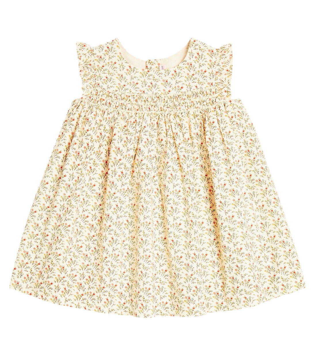 Платье baby clothhibis из хлопка с цветочным принтом Bonpoint, бежевый
