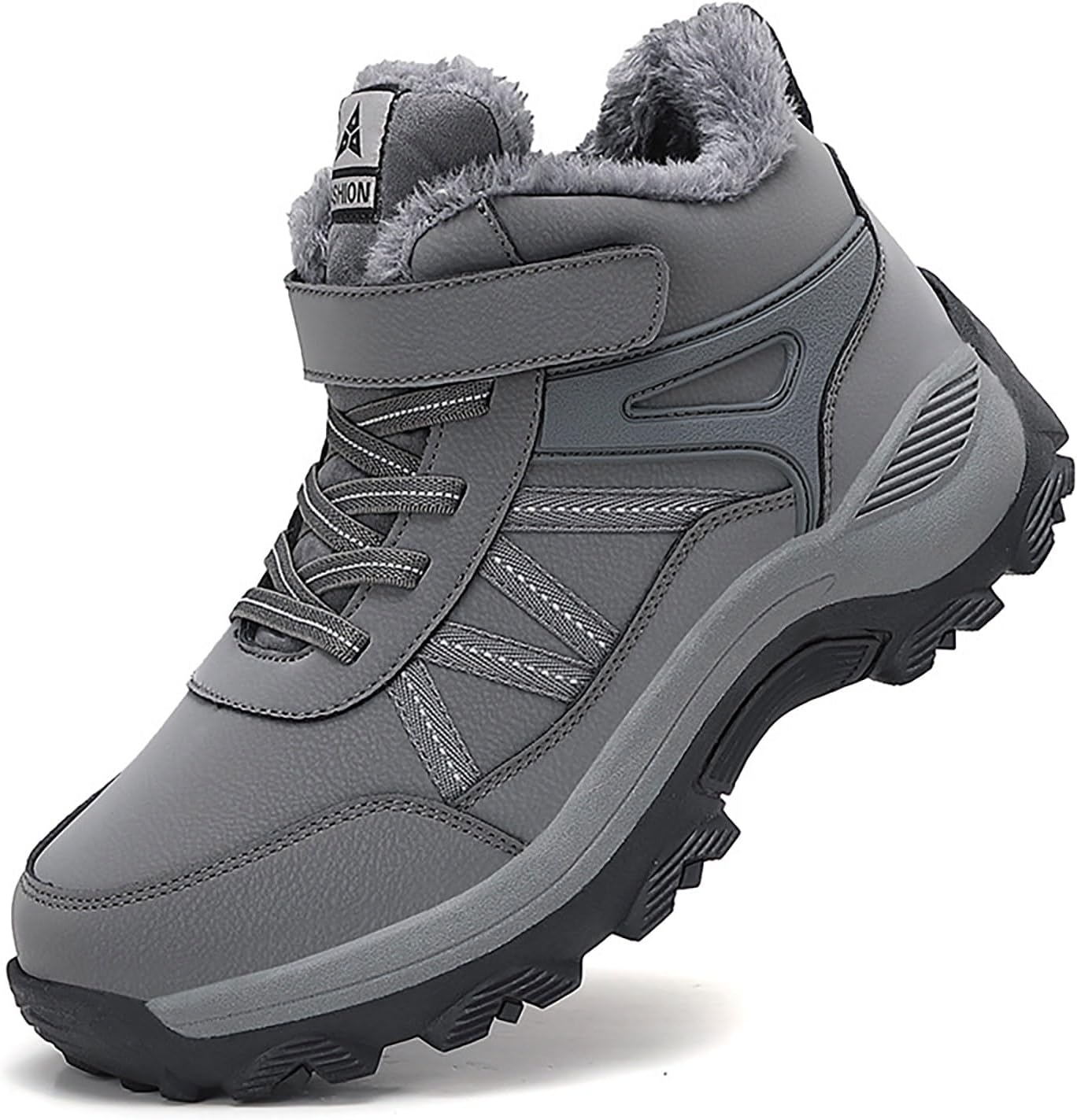 

Мужские зимние водонепроницаемые ботинки на платформе с удобной шнуровкой, регулируемым крючком и петлей, утепленные мехом, с противоскользящей подошвой и поддержкой свода стопы, для ходьбы, походов и альпинизма, катания на лыжах Xhognls, серый
