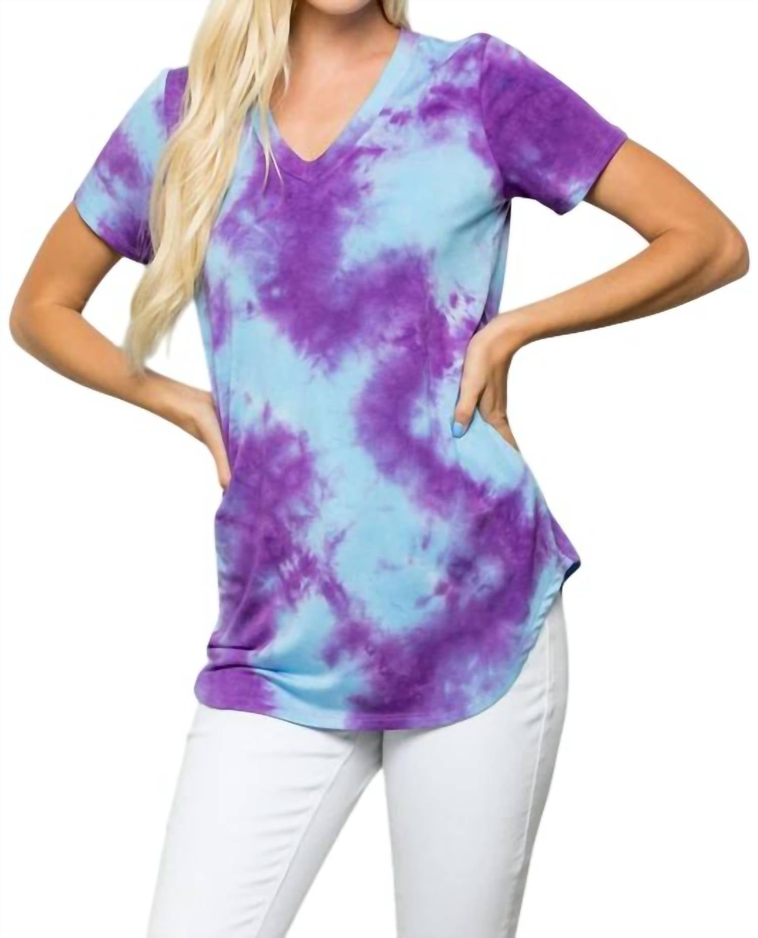 

Топ с принтом «Tie Dye» цвета морской волны/фиолетовый HEIMISH USA