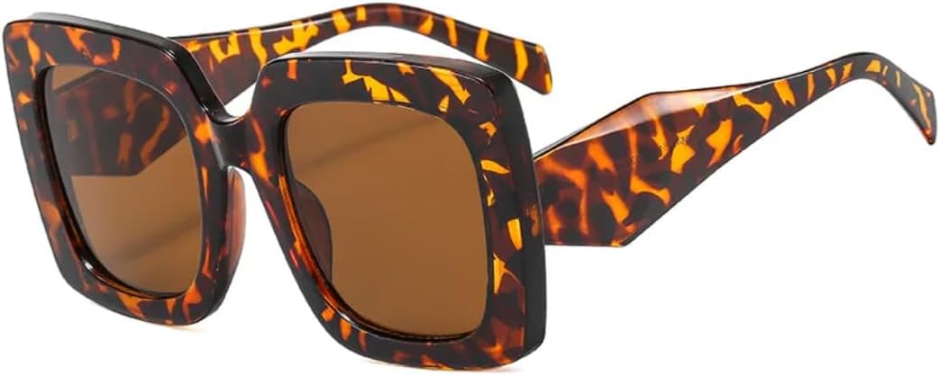 

Ретро-модные солнцезащитные очки большого размера для женщин и мужчин, классические винтажные, с защитой от УФ-излучения UV400, для активного отдыха на природе VFDHN, Leopard