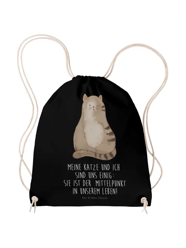 

Спортивная сумка Mr & Mrs Panda Sportbeutel Katze Sitzen, черный