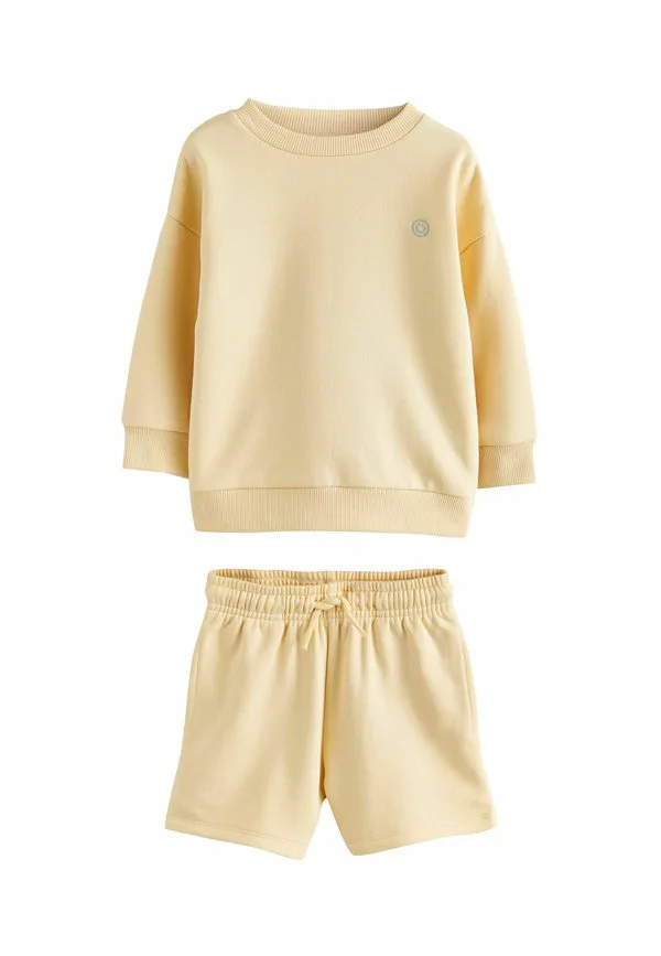 Однотонный спортивный костюм с круглым вырезом и однотонной отделкой. Next, Light Yellow