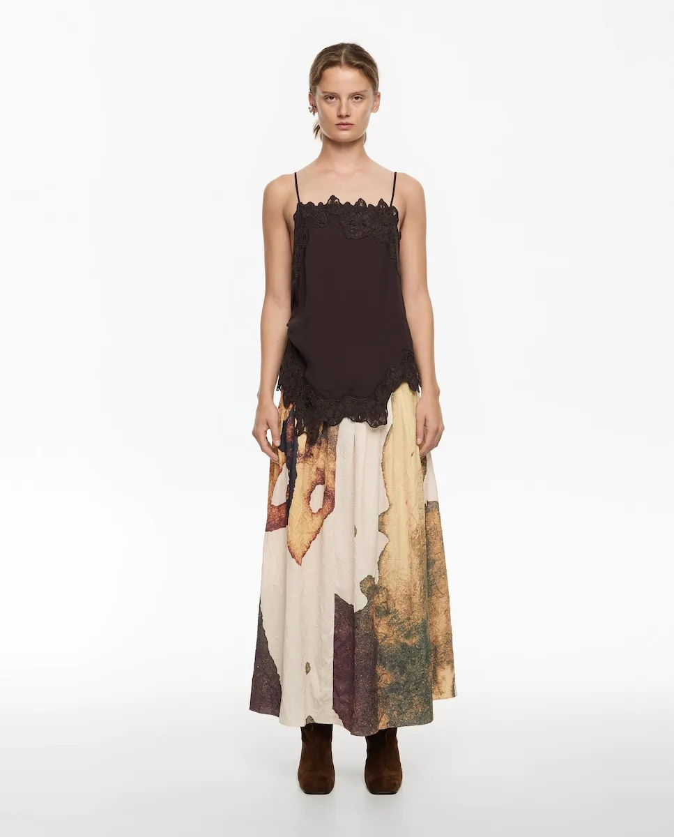 

Юбка миди А-силуэта с складками Bimba y Lola, желтый