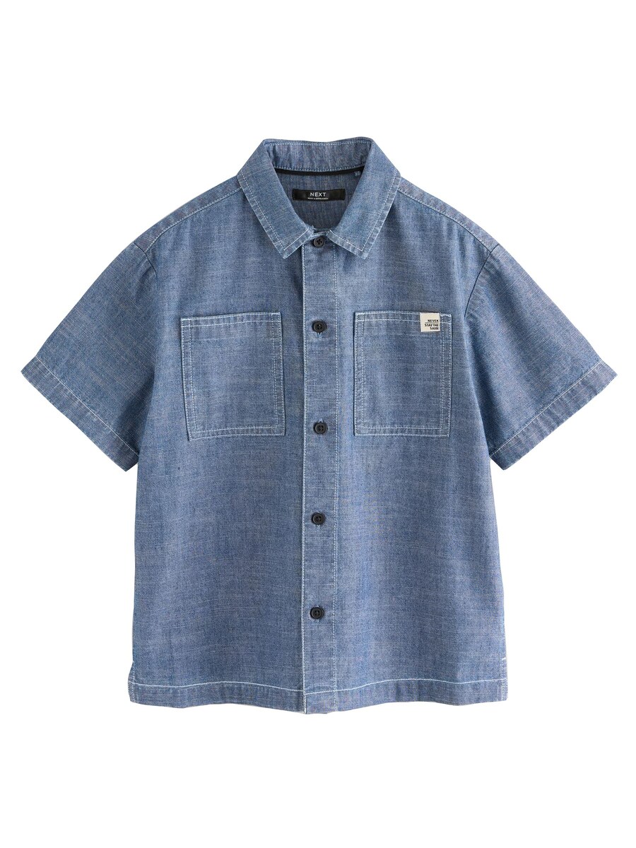 

Рубашка на пуговицах классического кроя Next Kurzärmelig Chambray, синий