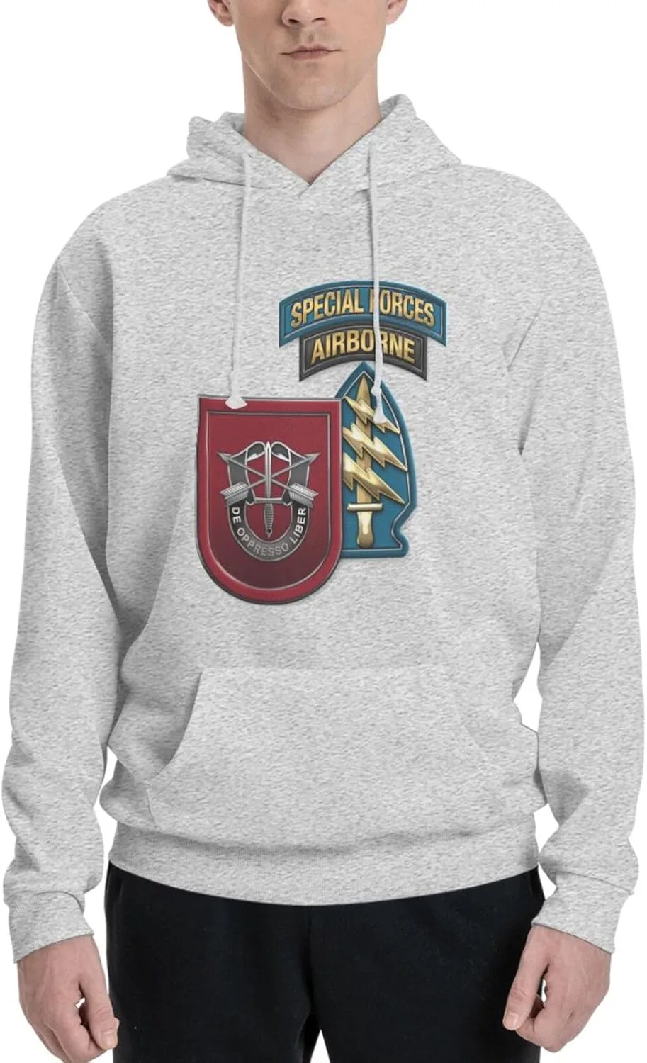 Generic Свитшот Airborne 7th Special Forces Group мужской черный худи с капюшоном и карманом