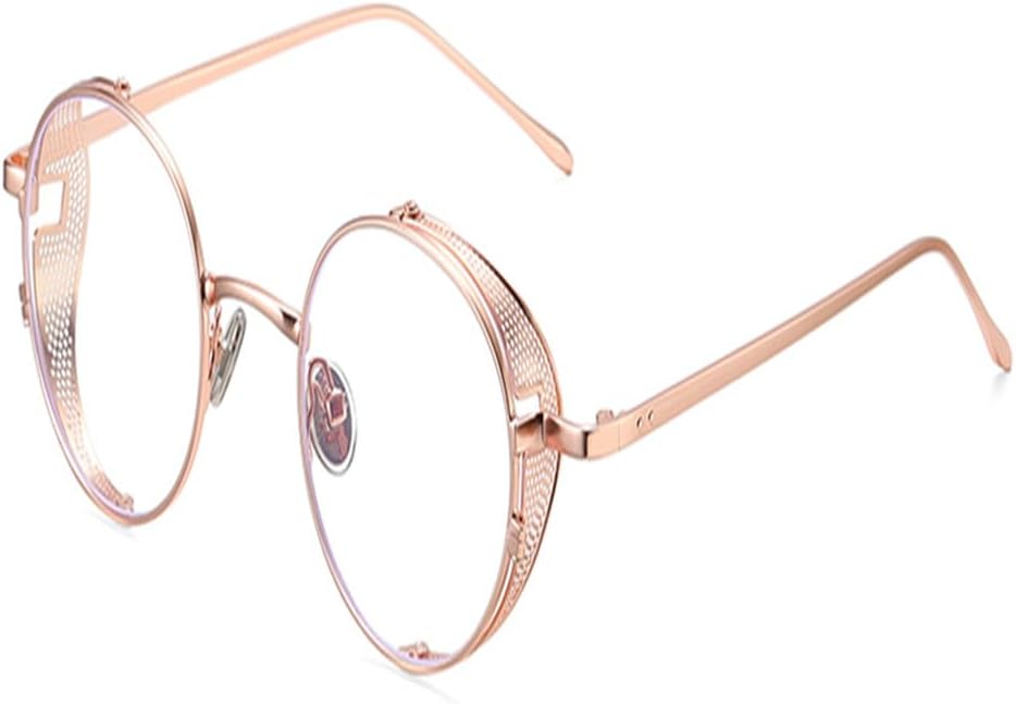 

Женские ретро-солнцезащитные очки в стиле стимпанк с боковыми щитками из золотистого металла; мужские ретро-солнцезащитные очки круглой формы с полой оправой и защитой от УФ-излучения UV400 KTUCN, Rose Gold With Clear