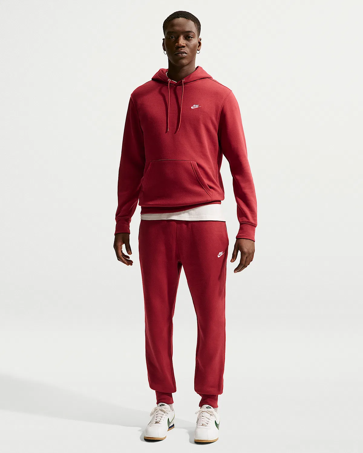 Мужская флисовая худи-пуловер Nike Club, Team Crimson/Team Crimson/White — фото 4