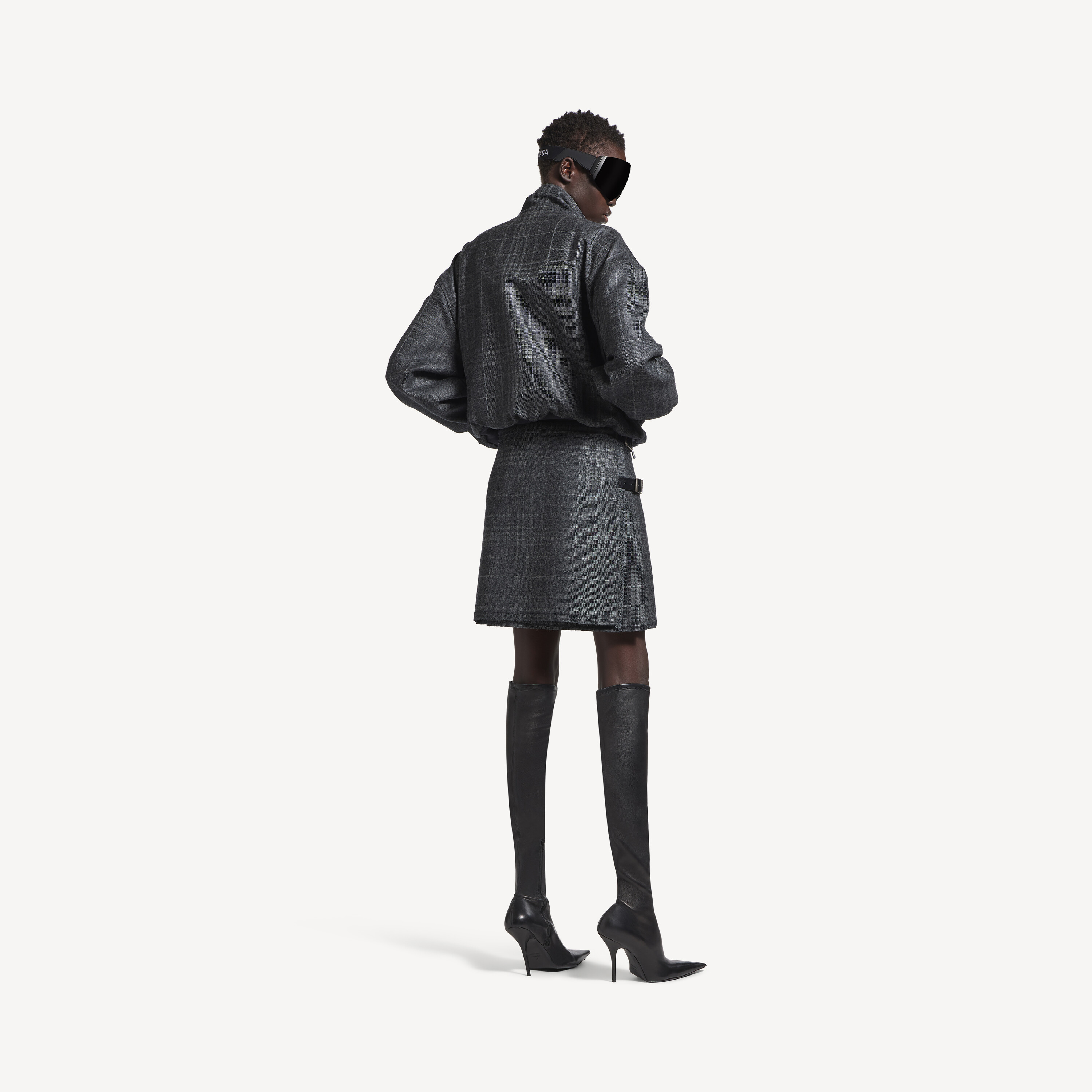 Женская серая плиссированная мини-юбка BALENCIAGA, серый — фото 3