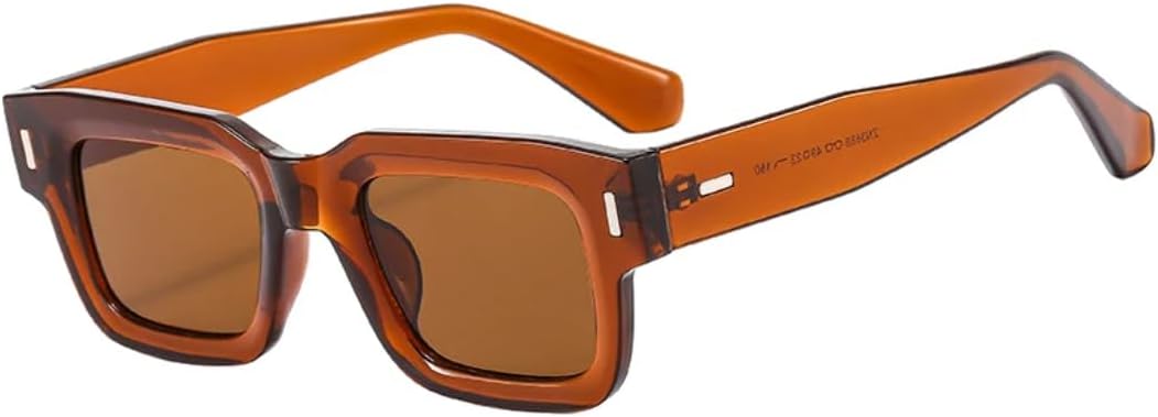 

Солнцезащитные очки для мужчин и женщин - защита UV400 - прозрачные линзы Punk Clear Ocean с заклепками для занятий спортом на открытом воздухе и вождения DSVIGF, Tea Tea