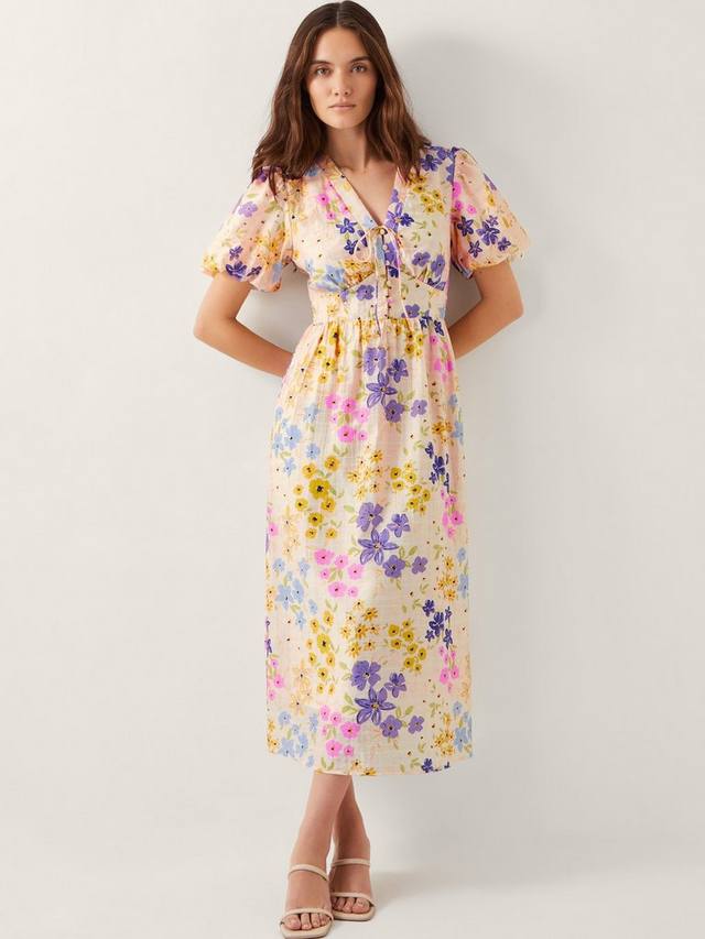 

Платье миди Madeline с цветочным принтом Monsoon, Ivory/Multi