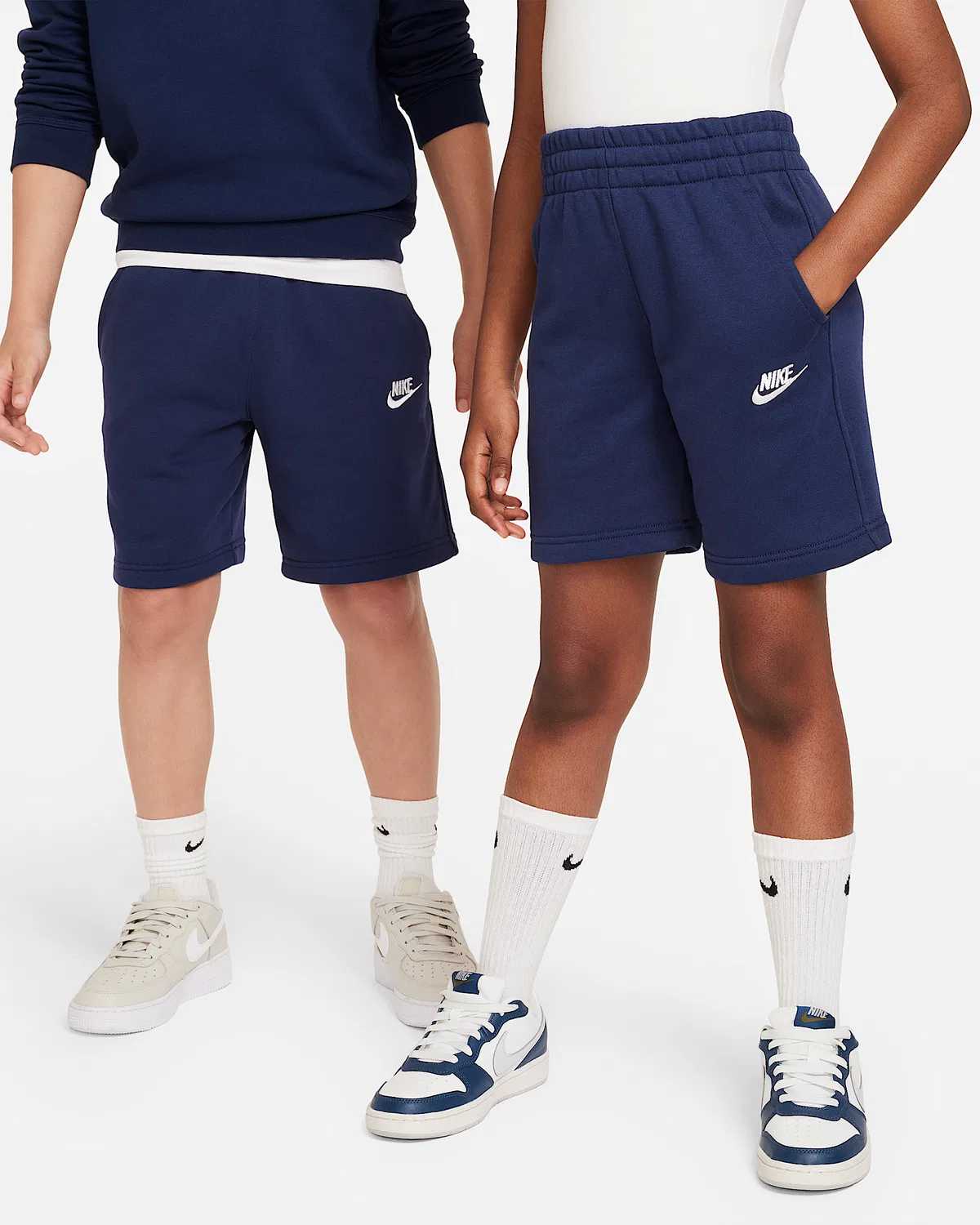 Детские шорты Nike Sportswear Club Fleece из французского флиса, Midnight Navy/White