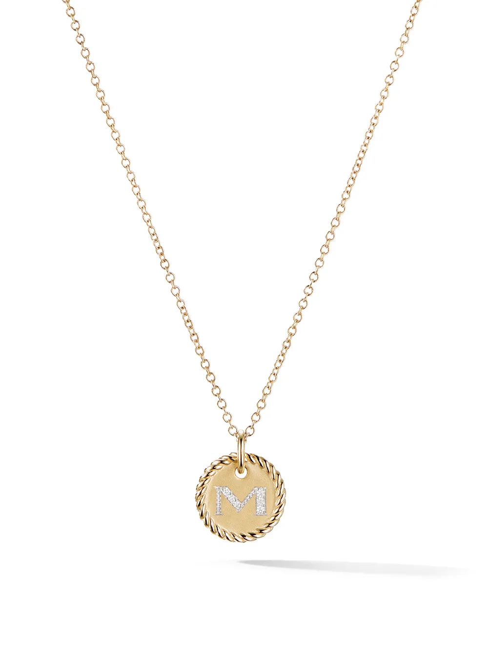 

Колье M Initial Charm из желтого золота с бриллиантами David Yurman, золотой