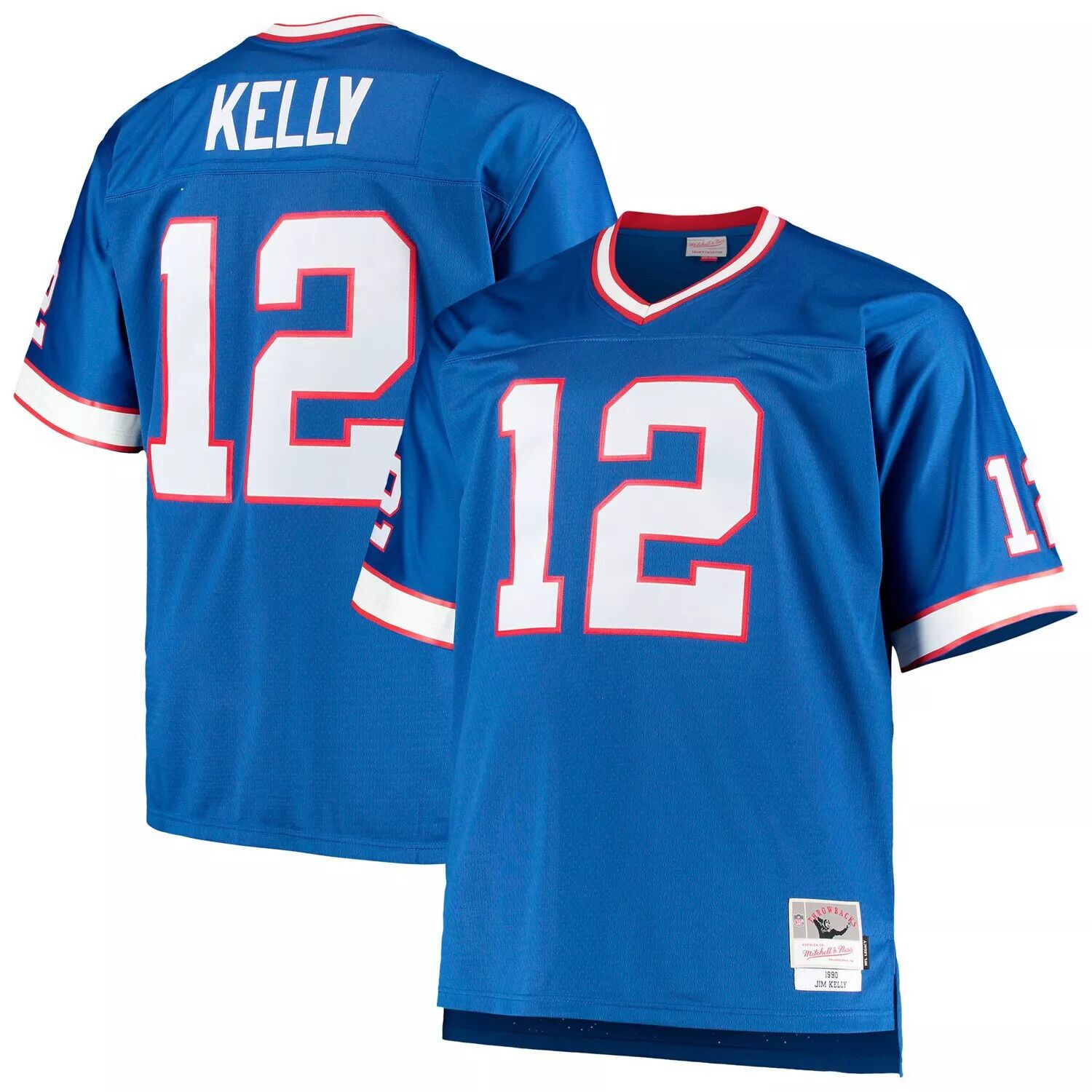 

Мужская футболка Mitchell & Ness Jim Kelly Royal Buffalo Bills Big & Tall 1990 года, реплика вышедшего на пенсию игрока