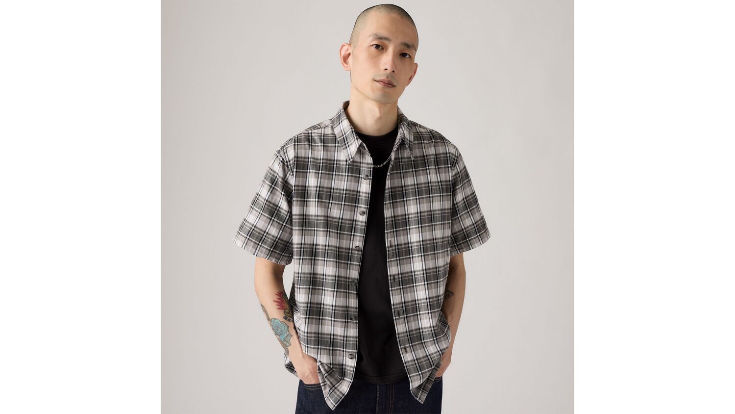 

Рубашка свободного кроя с короткими рукавами Luru Levi's, Luke Black Plaid Black - Multi-Color