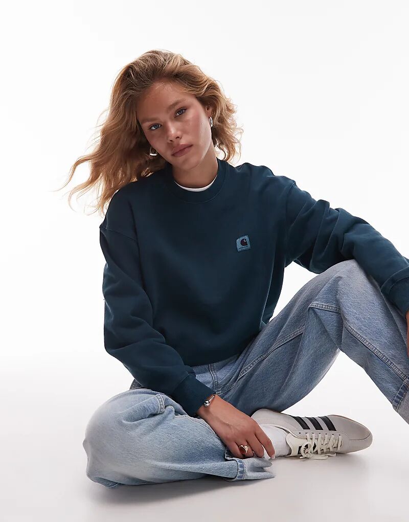 

Толстовка Carhartt WIP nelson темно-зеленого цвета