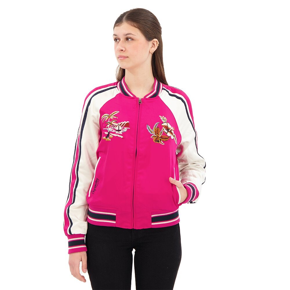 

Куртка Superdry Suikajan Embroidered Bomber, розовый