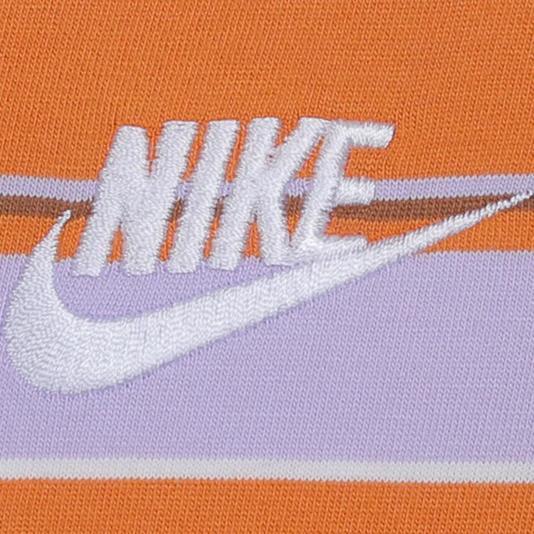 Nike Футболка Club с полосками, оранжевая, с круглым вырезом — фото 3