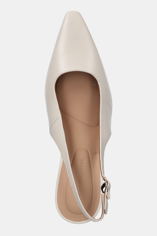 Кожаные туфли-лодочки SQUARED TOE HIGH HEEL SLINGBACK на шпильке с открытой пяткой и квадратным мыском Tommy Hilfiger, бежевый — фото 4