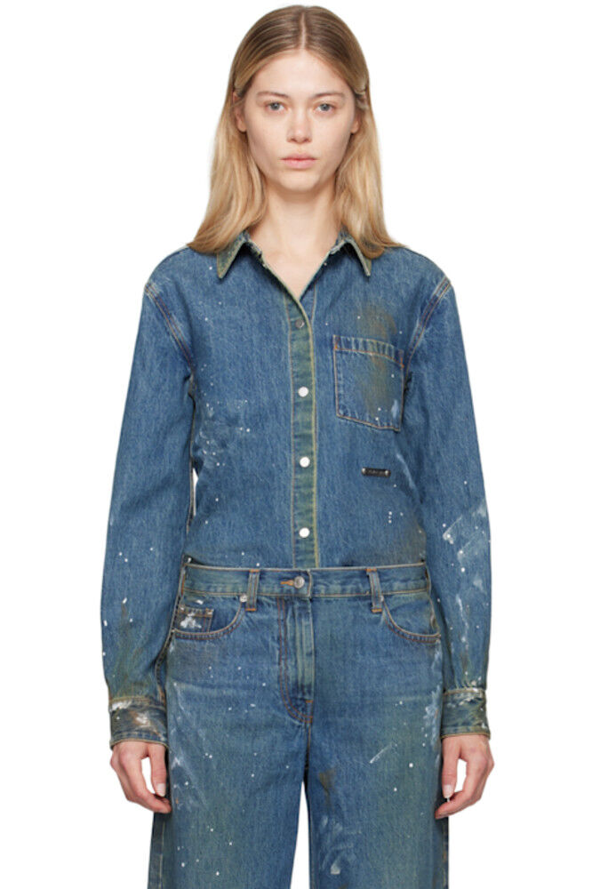 

Джинсовая рубашка цвета индиго Helmut Lang